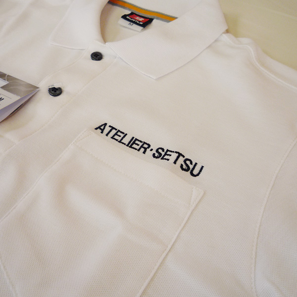 【ホワイト×黒】BURTLE半袖ポロシャツの刺繍加工