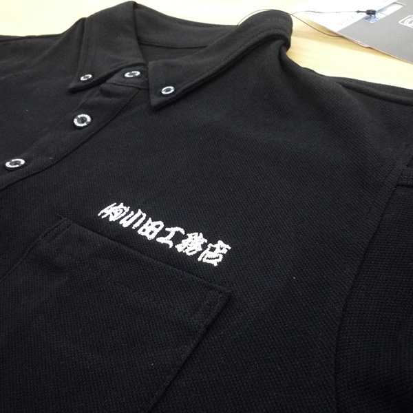 【ブラック×銀】EVENRIVER半袖ポロシャツの刺繍加工