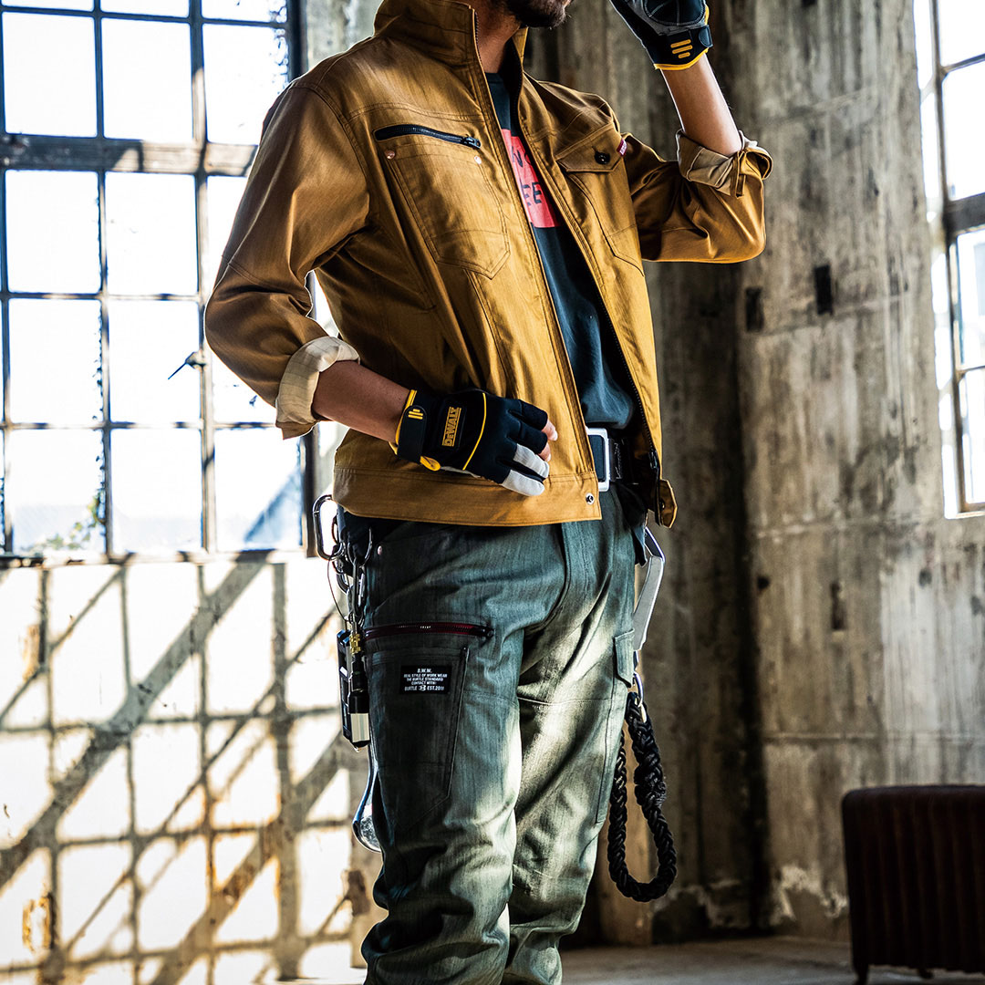 グリーン 作業着 仕事服 オシャレ コーディネート