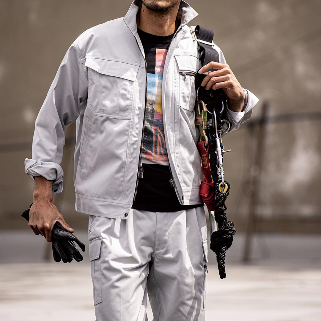 シルバー 作業着 仕事服 オシャレ コーディネート